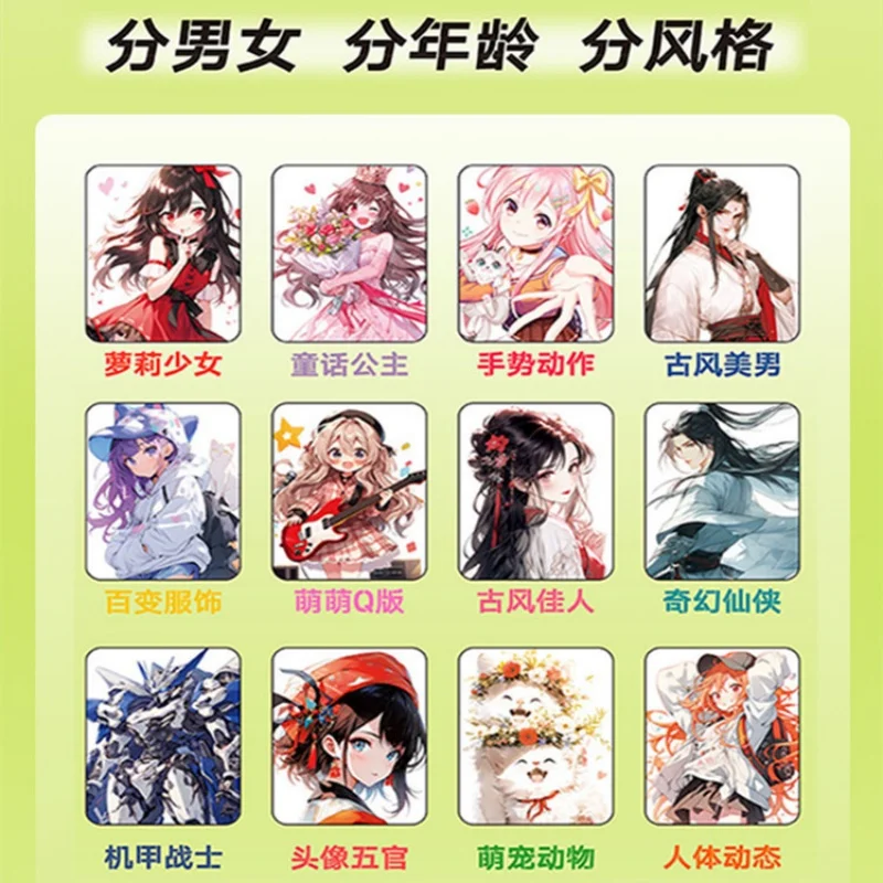 Bview Art 12 Styles 72 sheets Tracing Book for Anime Cartoon Retro Art Sketching Pad with Line Art for Drawing Practice