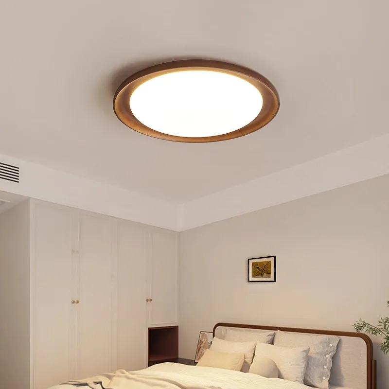 Japanese-style wabi-sabi wind bedroom ceiling light log wind home master bedroom walnut color study light