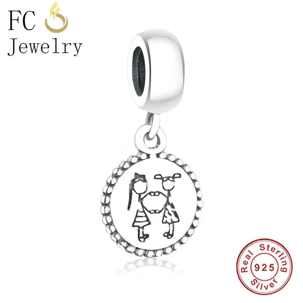 

FC Jewelry Fit Original Pan Charms Bracelet 100% 925 Silver Couple Heart Airplane Cat Owl Crown Bead For Women Berloque 2024 DIY