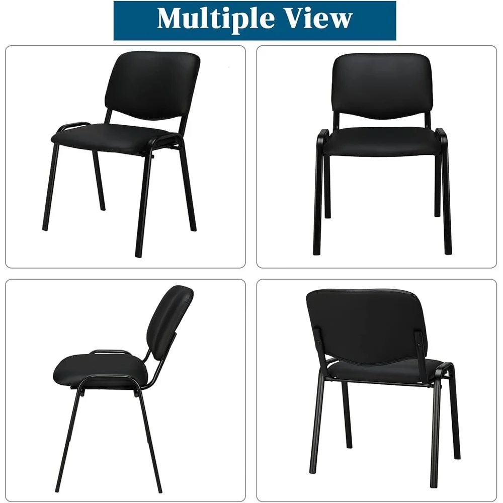 10-Pack PU Leather Stackable Chairs Reception Waiting Room Office Conference Guest Seating Durable Comfortable Design
