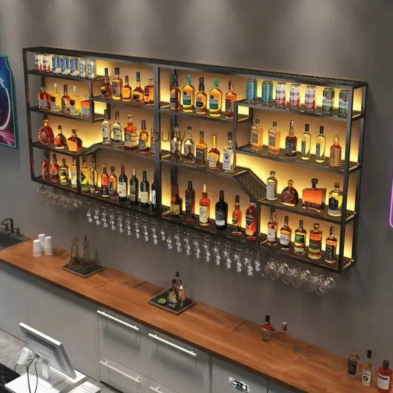 

Wine Bar Cottage Floating Shelf Buffet Cabinet Corner Glass Curio Minimalist Organizer Cellar Entrance Hall Mesas Furniture