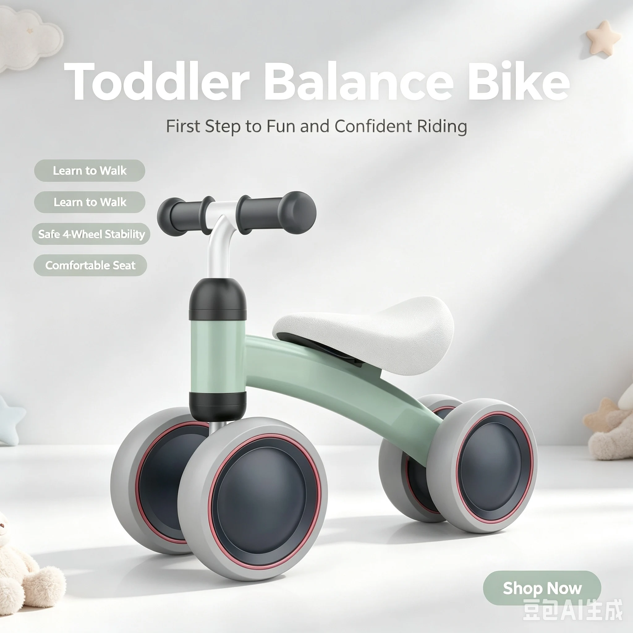 Baby Balance Bike No Pedal Walking Training Bike Comfort Seat Anti-slip Silent Wheels Toddler First Birthday Gift for 1-3 Years