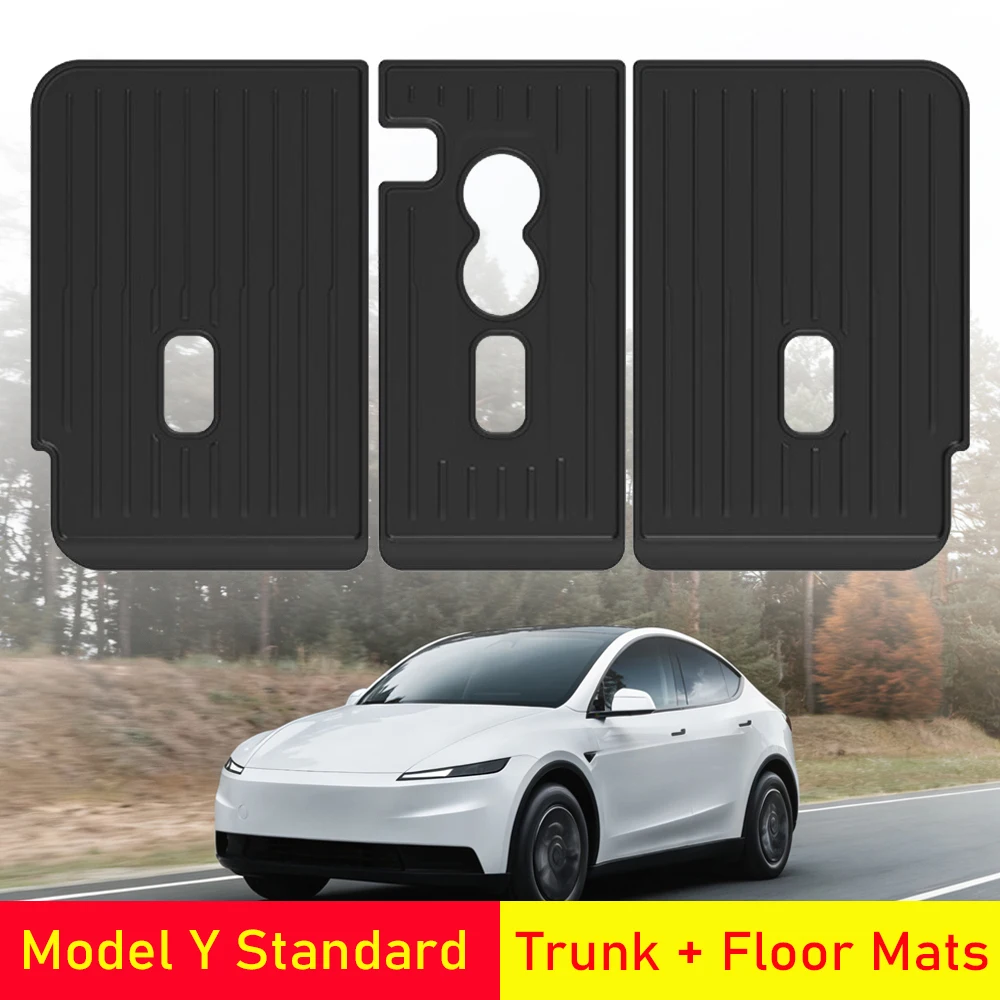 

Floor Mat For 2026 2025 Tesla Model Y Standard Trunk Mats Cargo Liners Backrest Pads (Not fit Model Y Premium and Performance)