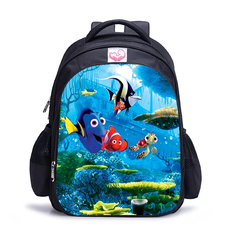 Disney Finding Nemo Mochila Escolar Infantil, Mochila Ortopédica Infantil, Sacos de Desenhos Animados de Meninos e Meninas, 16"