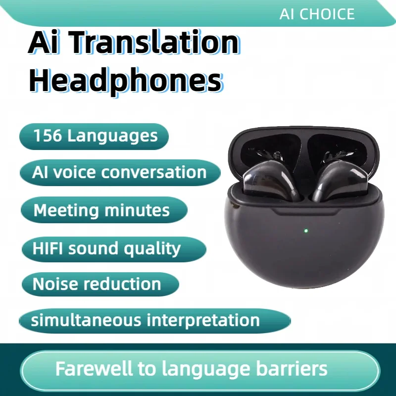 156 Language Translation Wireless Headphones Smart Waterproof Ai Real-time Translator Bluetooth 5.4 Earbuds Business Earphone