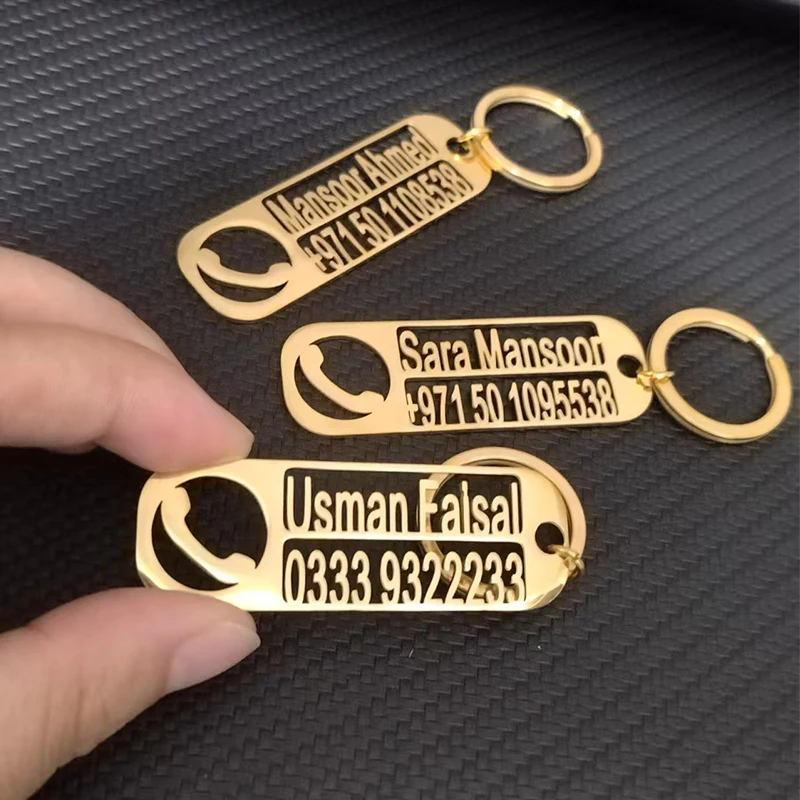 

RetroGem Creative Customized Keychain for Car Logo Plate Phone Number Personalized Gift Anti-lost Keyring Key Chain Ring Gifts