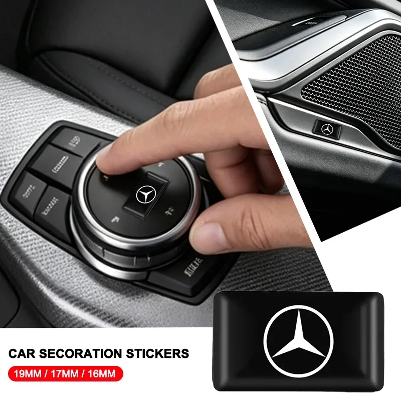 4pcs For Mercedes Benz AMG W206 W204 W205 W212 W213 W221 W222 W240W211 Lables Car Steering Wheel Sticker Hub Caps Center Decals view 2
