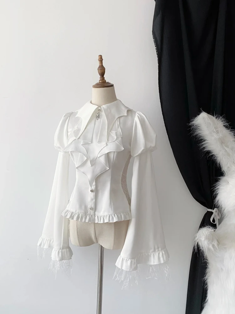 

Готический Sle Long Sve irt Внутренняя одежда Хэллоуин Воротник летучей мыши Панк Sle Subculture Женский облегающий крой из полиэфирного волокна irt