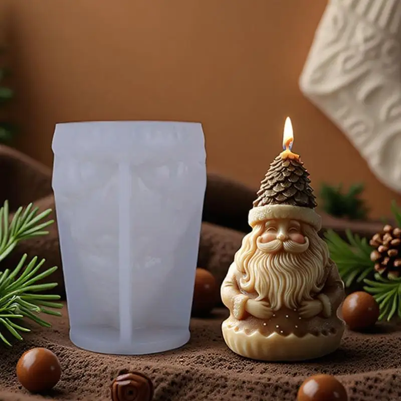 2025 جديد SANTA SILICONE CONDLE CONDLE MOULL مقاومة للحرارة شرط عيد الميلاد قالب شمعة