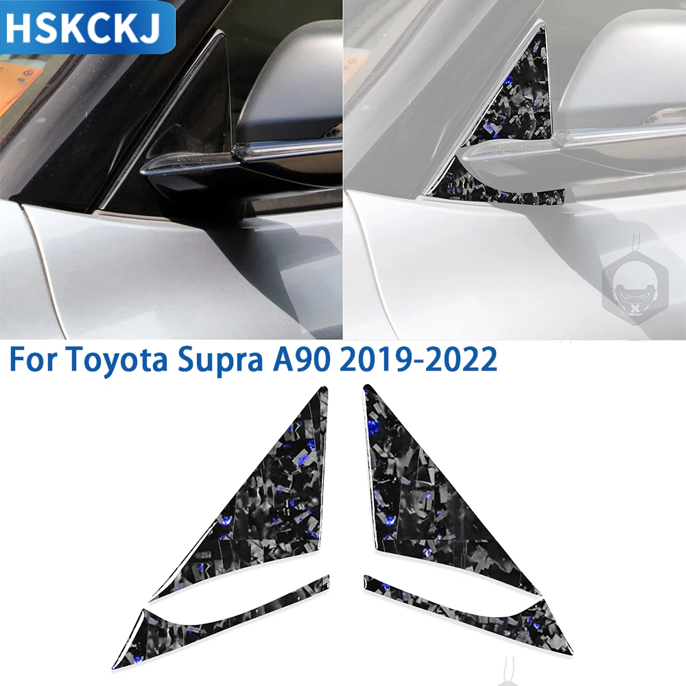 For Toyota Supra A90 2019-2022 Cent Accessories Real Soft Carbon Fiber Car Mirror A-pillar Panel Cover Trim Sticker