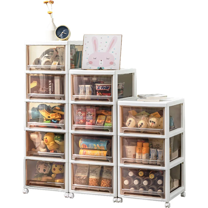 

ZZXL Snack Living Room Multi-Layer Plastic Gap Locker Transparent Organize the Shelves