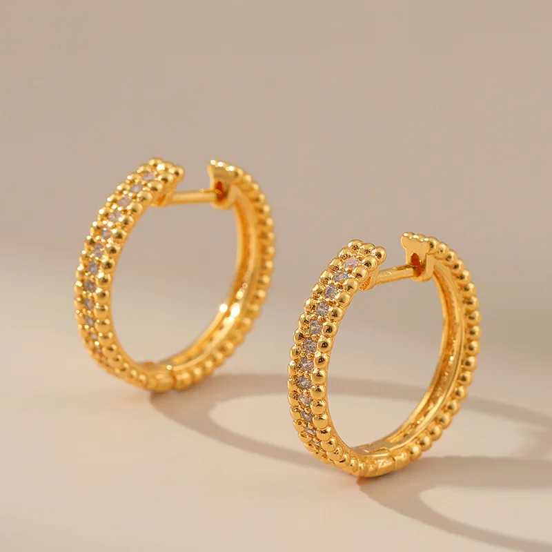 

Faionable Chic Sle Zircon Embedded Circle Hoop Earrings New Cross-Border round ape Classic ular Jewelry Accories