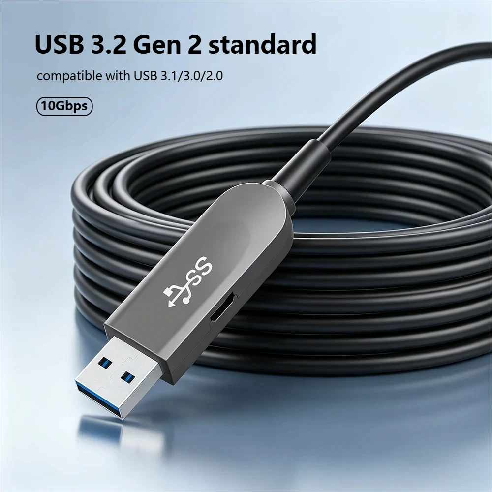 USB 3.2 Gen 2 Active Optical Cable USB 3.1 A to C 10Gbps Type-C Fiber Optic Cable for Camera Live Streaming Industrial Camera PC