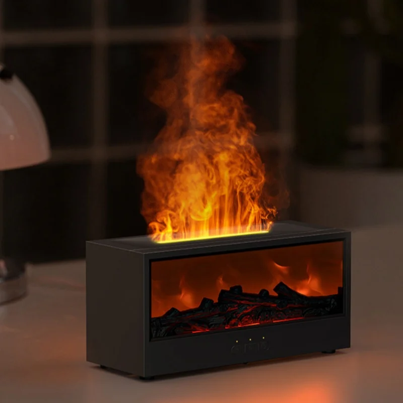 Simulated Flame Fireplace Aromatherapy Aerial Humidifier with A Remote for Home Bedrooms Gift