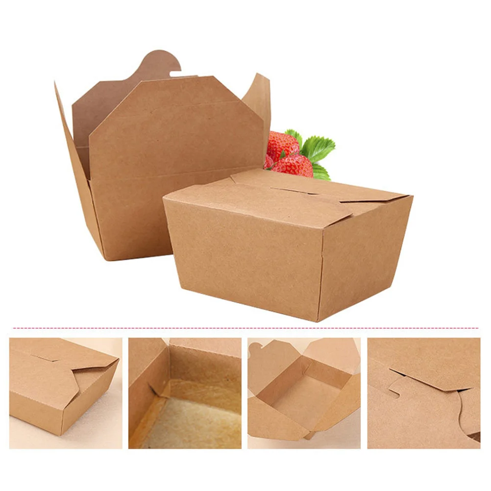 

20pcs Kraft Paper Lunch Box Disposable Meal Prep Containers Food Takeout Boxes for Restaurant Home (800ml)