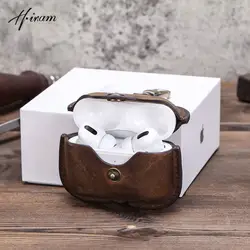 Couro genuíno Mini bolsa de couro retro, estojos de fone de ouvido sem fio para Airpods Pro, Hasp casual, vintage, pequeno, luxo