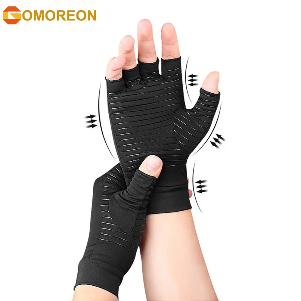 1Pair Arthritis Compression Gloves for Women Men, Wrist Support Relieve Hand Pain Swelling & Carpal Tunnel Fingerless for Typing