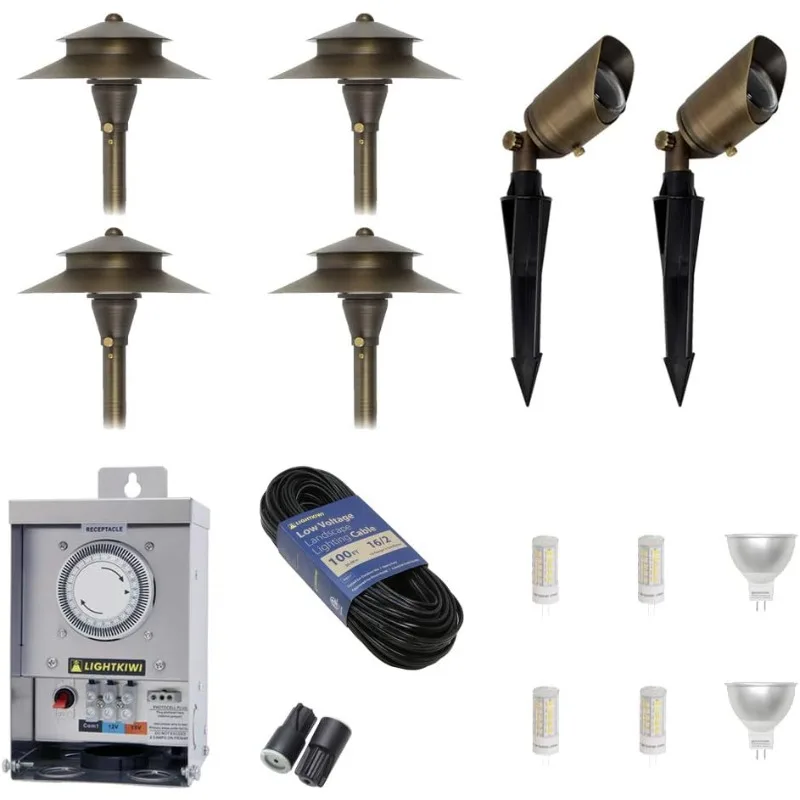 

D7988 Комплект светодиодного ландшафтного освещения низкого напряжения - (2) Прожектор (4) Комплект освещения пути