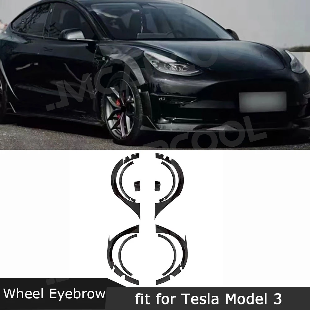 Car Fender Flares Wide Body Kits Mudguards Covers Trims for Tesla Model 3 2019+ Wide Body Wheel Arches ABS Car Accessories