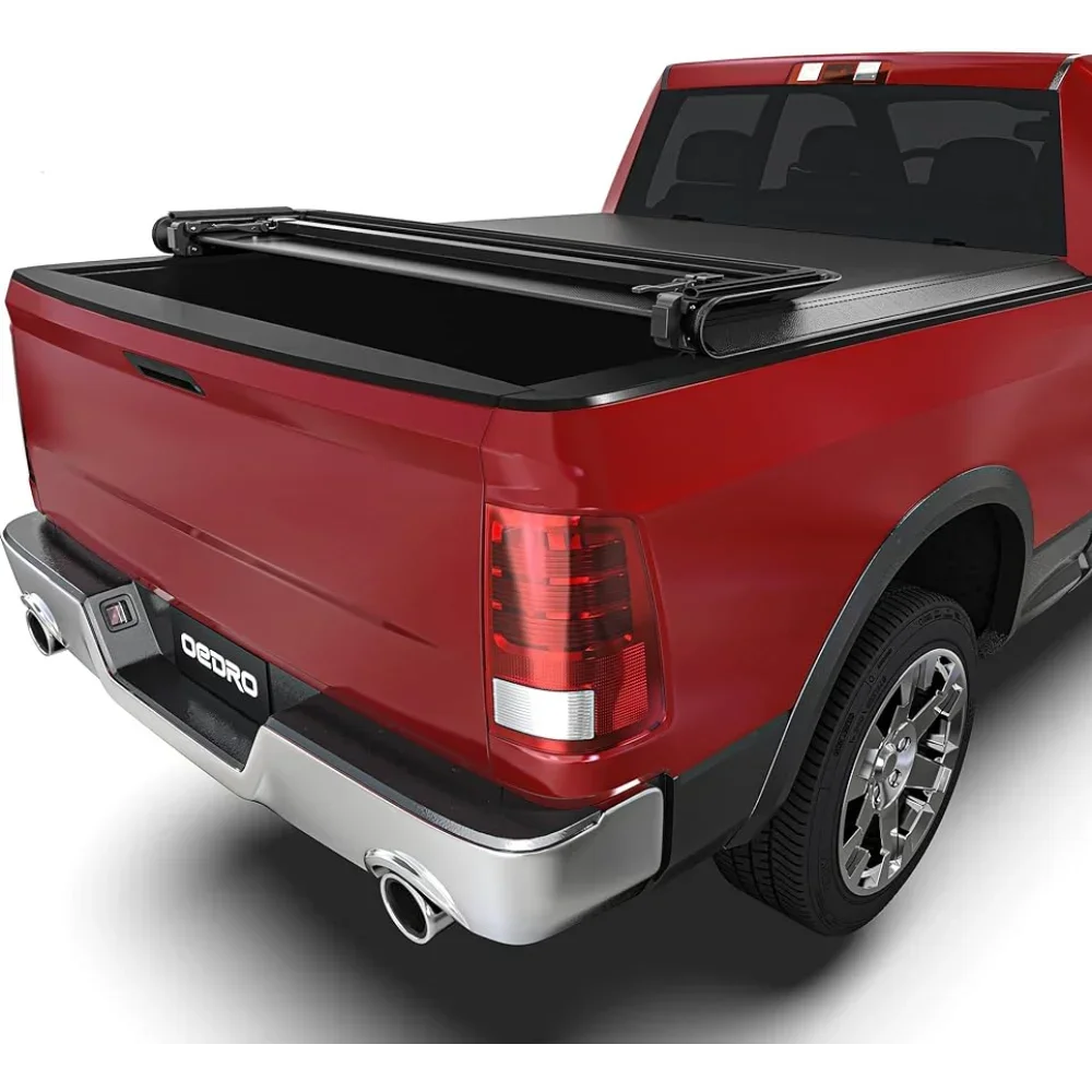 

Soft Quad Fold Truck Bed Tonneau Cover Compatible with 2002-2024 Dodge Ram 1500 (Inclu. Classic & New), Fleetside 6.4 Ft