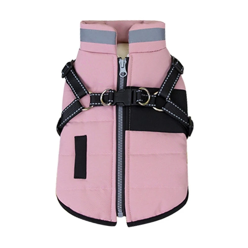 Casaco quente inverno para cães pequenos, jaquetas acolchoadas algodão com gancho para animais estimação, dropshipping