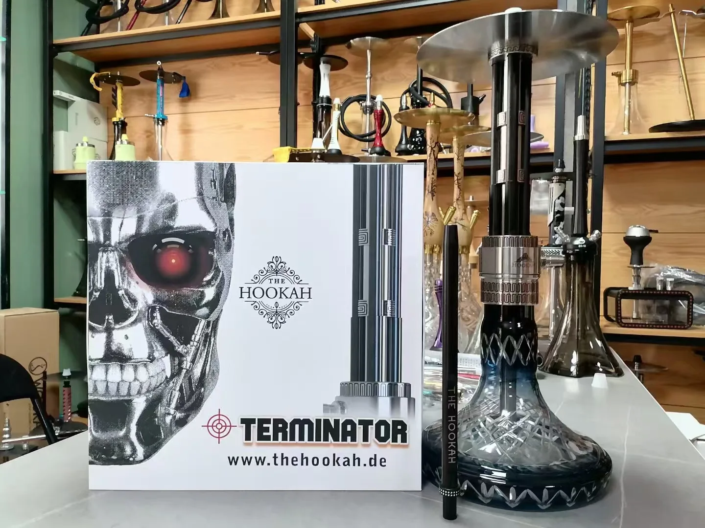 Terminator Hookah Shisha Set 304 Stainless Steel Large Hookah Smoking Set Russian Shisha With Bottle