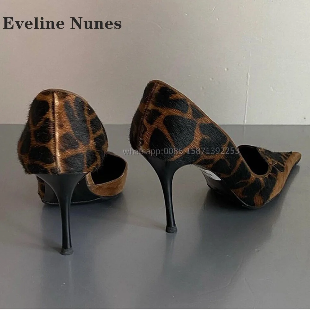 Leopard Heart-Shaped Shallow Pumps Pointed Toe Stiletto Slip On Sexy Women High Heels Patchwork Spicy Girl Party Shoes Newest