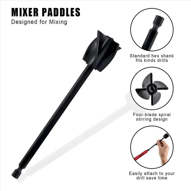 Epoxy Mixer Paint Drill Attachment Paddle Consistency Liquids Resin Head Stirrer Spiral Blade Stirring Rod Tool