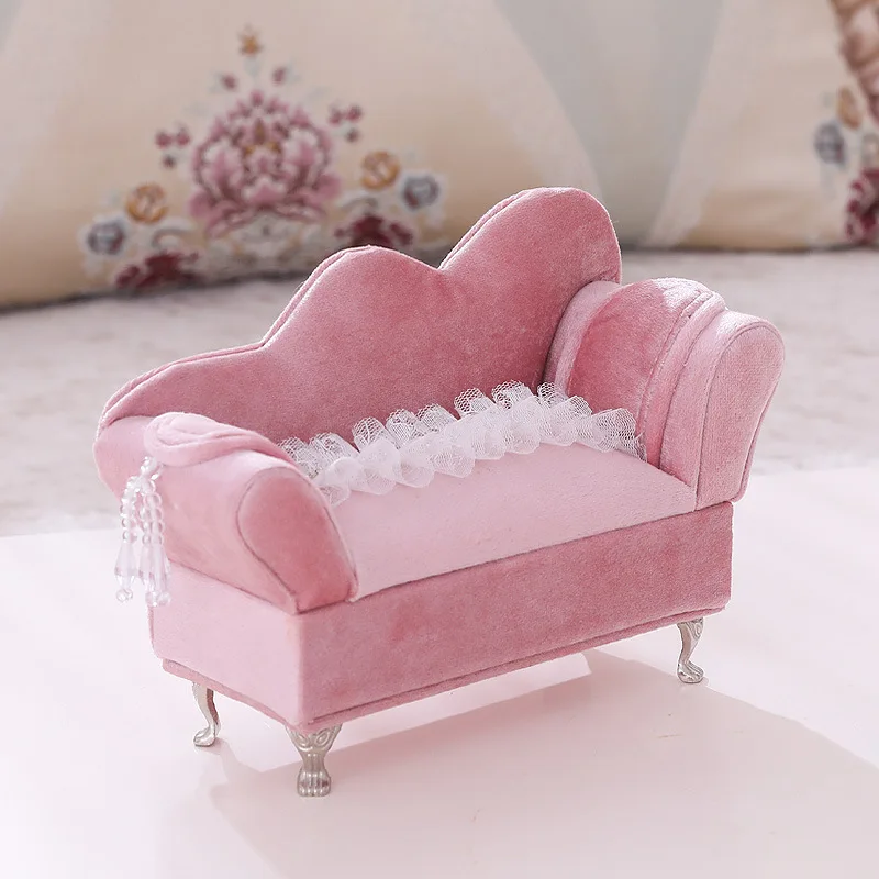 Original design crystal ShanZuan bud pink velvet jewelry box recliner