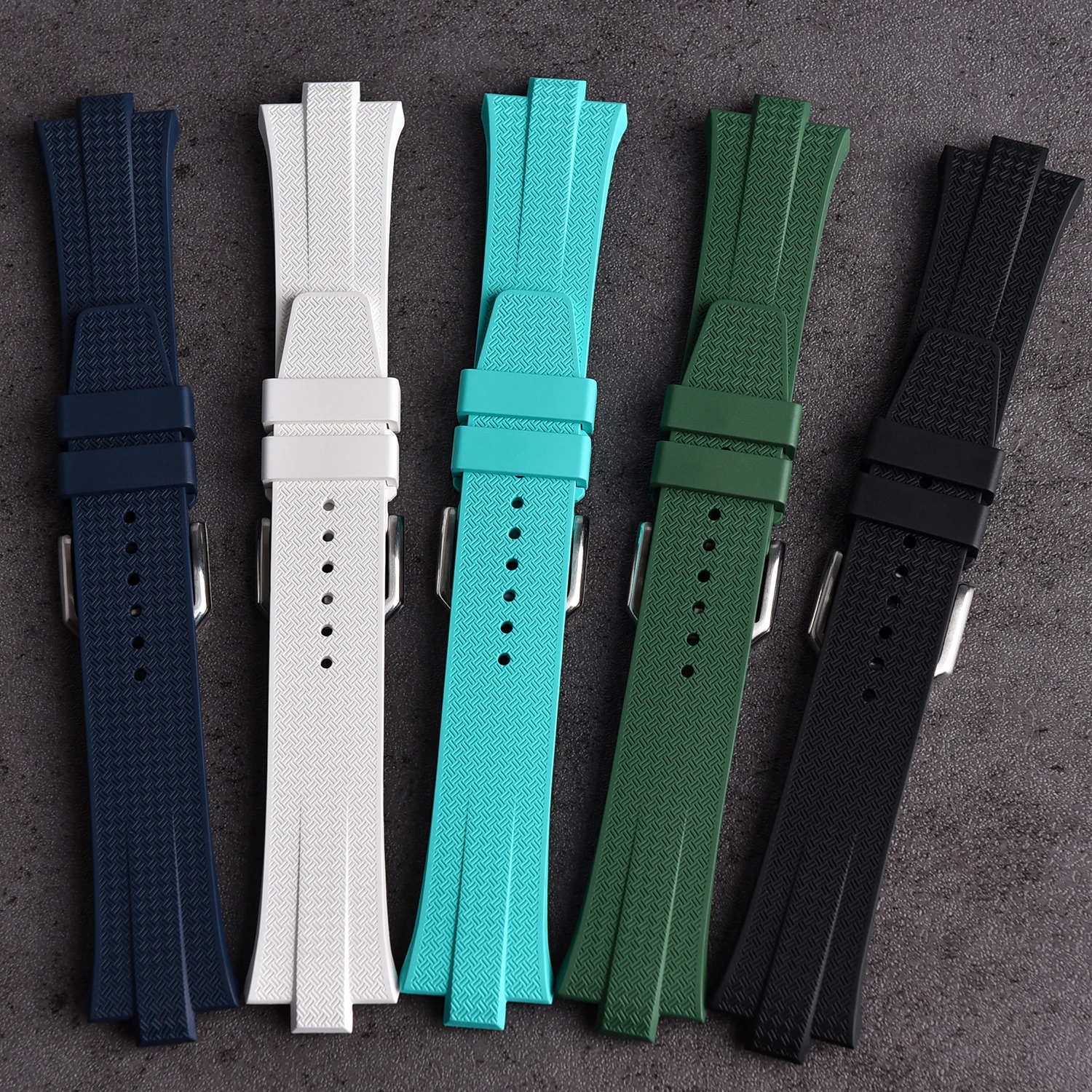 

9mm Fluoro Rubber Strap - Dive Watch Band with Quick Release, Convex End Design For Sport Luxury Watches