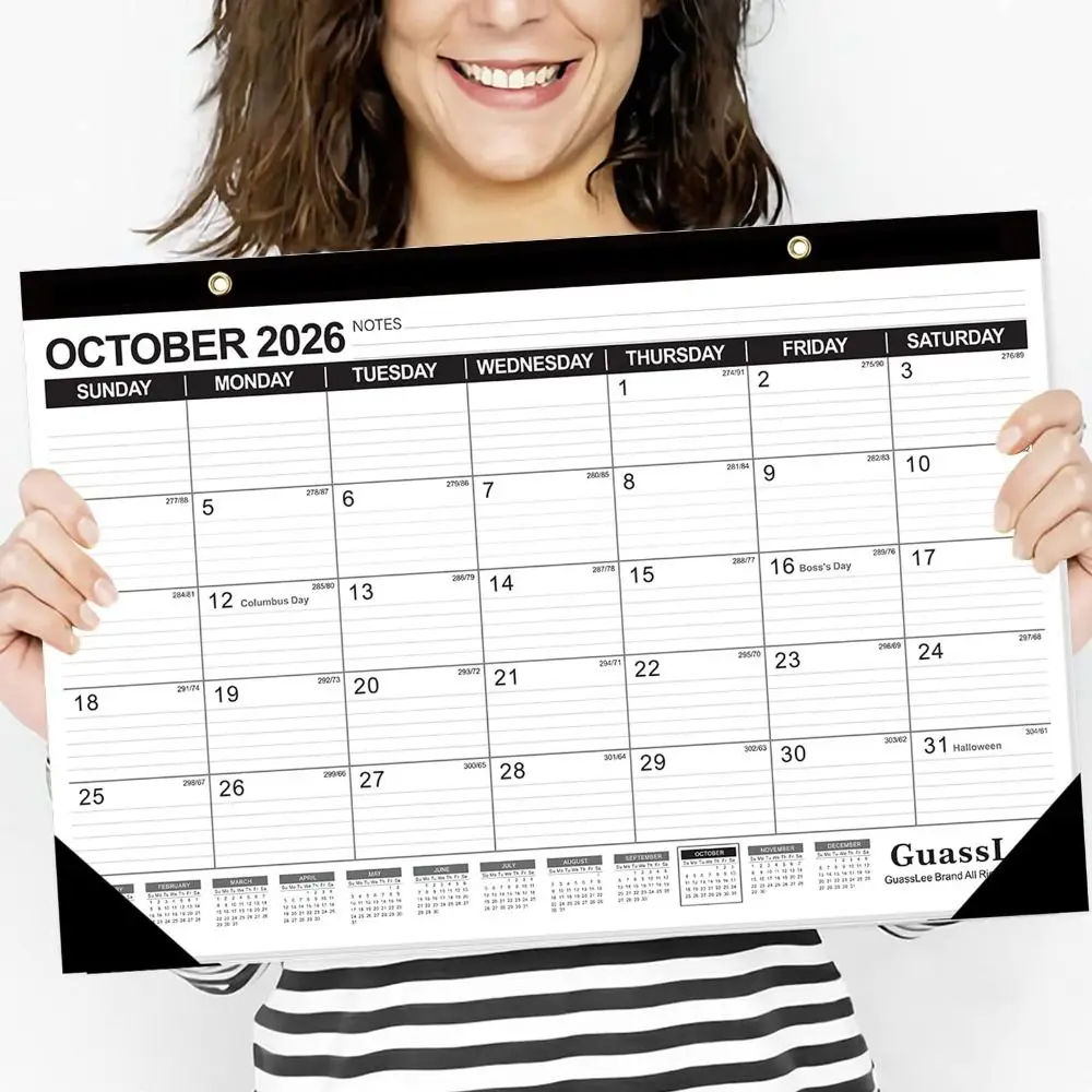 Large Format 2026 Wall Calendar Waterproof Cover Daily Planning Monthly Calendar Transparent Shell Hangable Calendar
