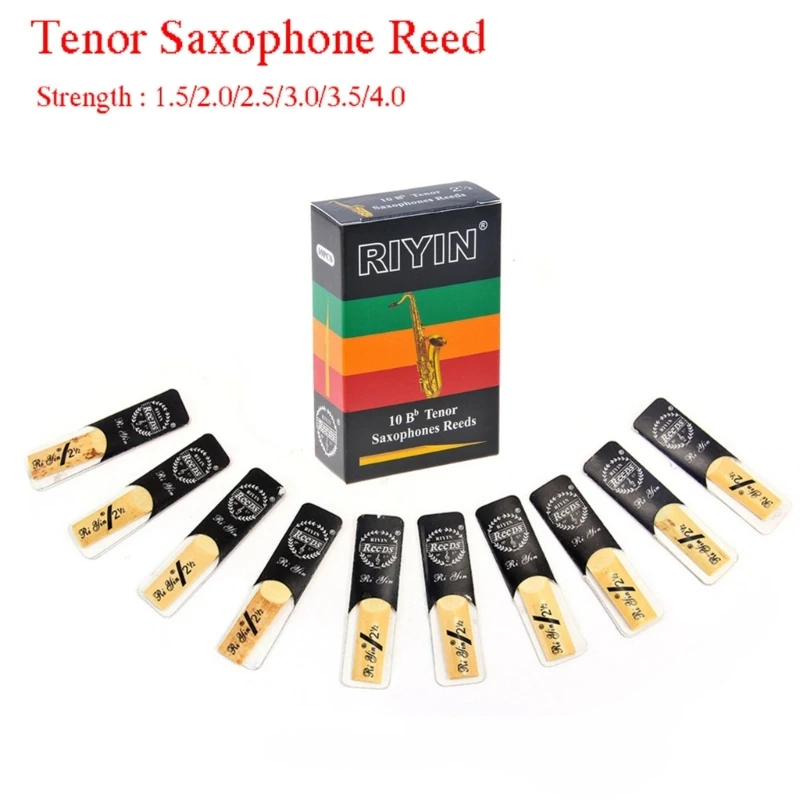 10pcs Saxophone Reed Set with Strength 1.5 2.0 2.5 3.5 for Tenor Sax Reed Woodwind Accessories Replacements 24BD