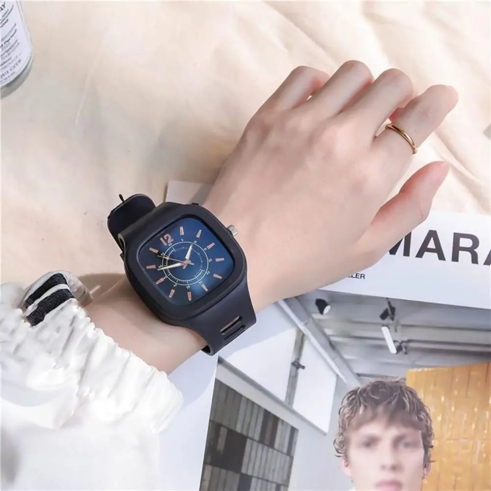 Japanese Style Watch Adjustable Plastic Strap Square Dial Quartz Movement Student Anolog Watch Daily Travel Wristwatch