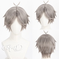ND Kōshi Sugawara Cosplay Wig Anime Haikyū!! Cosplay Light Grey Hair Wig for Comic Con Coser Halloween Party Synthetic Kanekalon