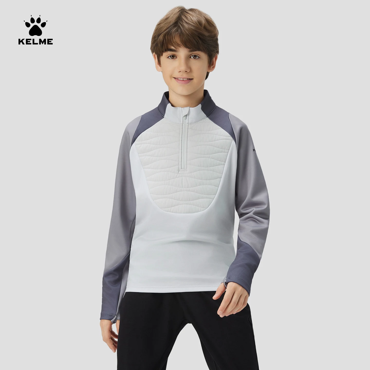 

Детский футбольный тренировочный комплект Kelme, зимняя толстовка с капюшоном на молнии, уличная флисовая ветрозащитная теплая спортивная толстовка с длинными рукавами для бега
