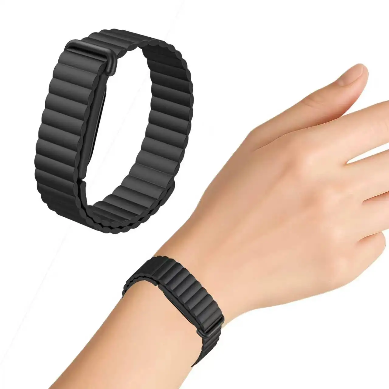 Magnetisches Weiches Silikon-Uhrenarmband für Fitbit Air Classic Geripptes Sportarmband Ersatz-Armband mit Zinklegierung-Schnalle TPU-Armband – Detail 4