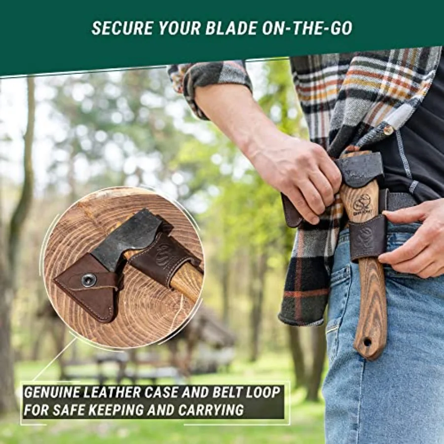 Wood Carving Axe Hatchet with Sheath AX1 - Forged Axes Bushcraft Hatchet for Camping - Small Forest Axe for Chopping, Splitting - view 5