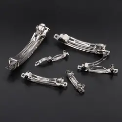 10Pcs Rhodium French Barrette Style Spring Hair Clips Automatic Clip Blank Setting Base Hairpin Supplies For DIY Jewelry Making