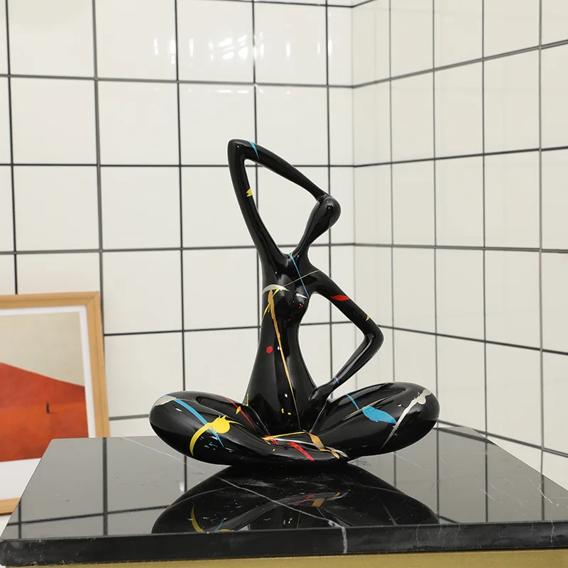 

Полимерные поделки, окрашенные, Йога, аксессуары для спальни, настольное украшение неправильной формы, женское украшение для гостиной