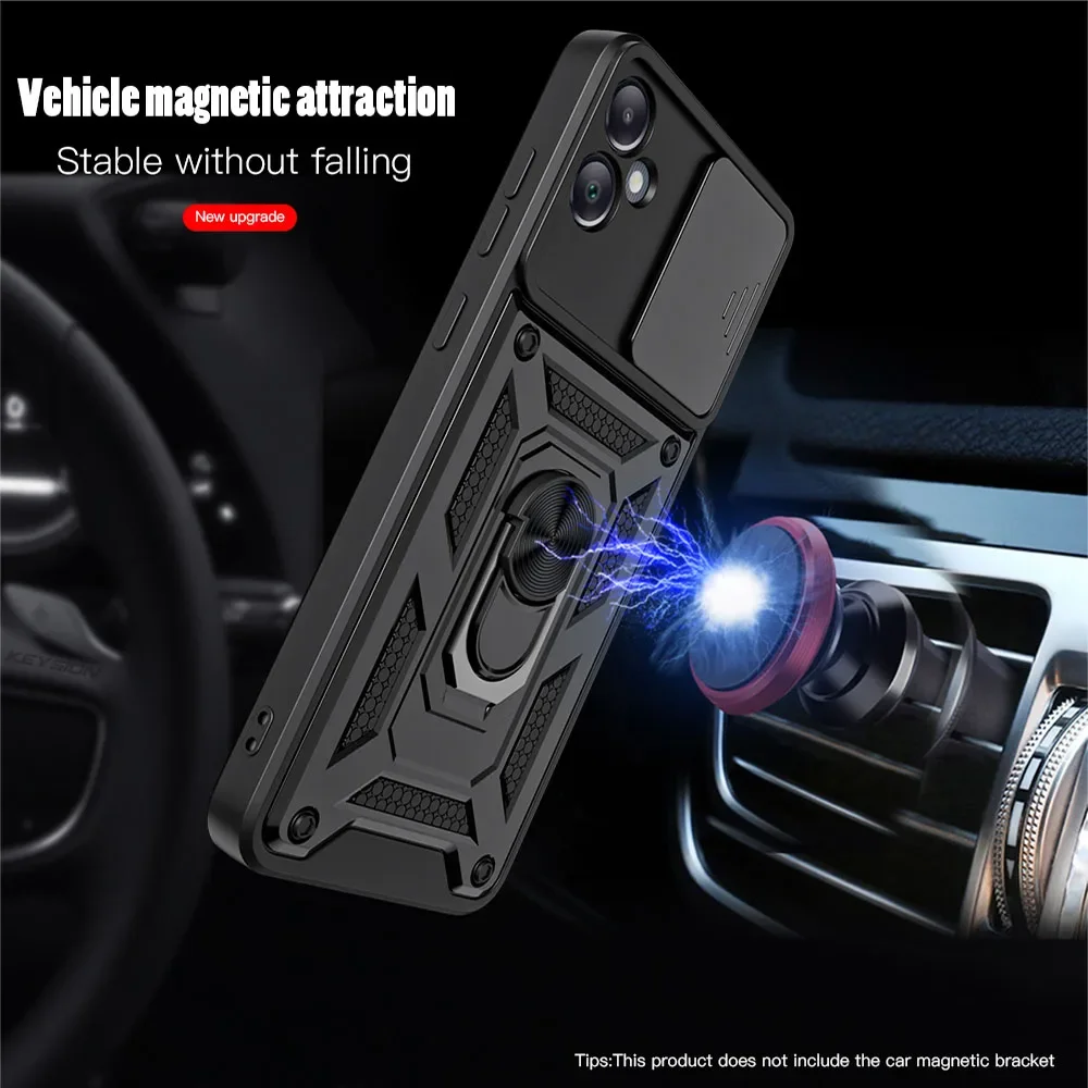 เคสสำหรับ Samsung Galaxy A05กรอบโทรศัพท์กันกระแทก, ฝาครอบแบบมีห่วงป้องกันสำหรับ A05ของซัมซุง A05S A54 A34เลนส์กล้องสไลด์