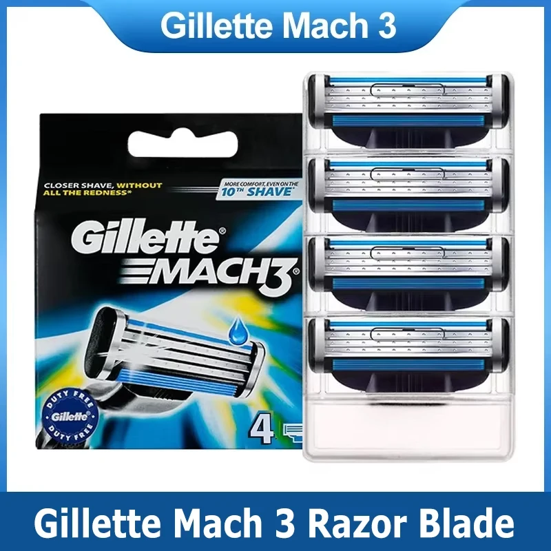 Gillette Mach3 Razor Refills for Men 3-Bladed Razors for a Smooth Shave with Lubrication Strip 12 Razor Blade Refill Shaver Head