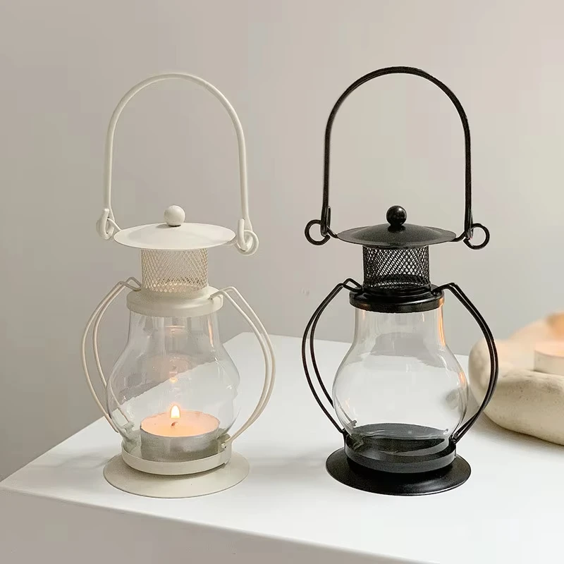 

Cutelife White Lamp Glass Table Candle Holders Iron Home Decoration Vintage Candlestick Nordic Dining Wedding Candle Holders