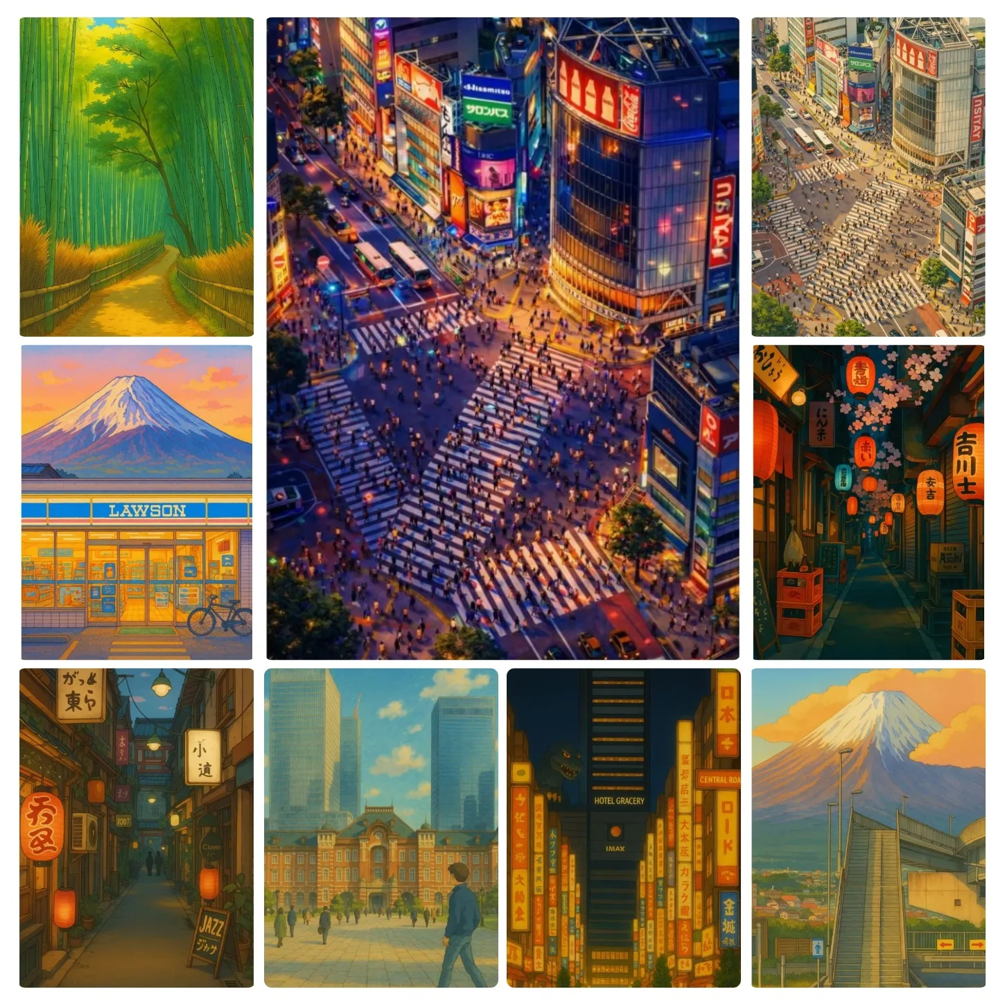 Large Size Jigsaw Puzzle 500/1000/1200/2000 Pcs Retro Japanese Anime Landscape Jigsaw Puzzles for Adults Stress Relief Toys Gift