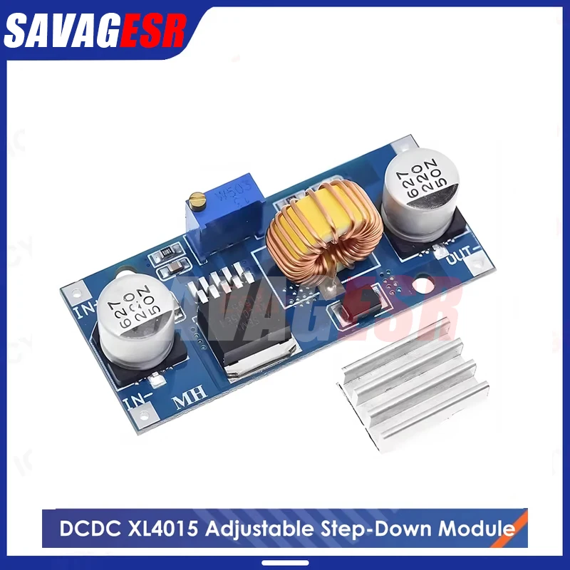 5A XL4015 DC-DC 4-38V to 1.25-36V 24V 12V 9V 5V Step Down Adjustable Power Supply Module LED Lithium Charger With Heat Sink