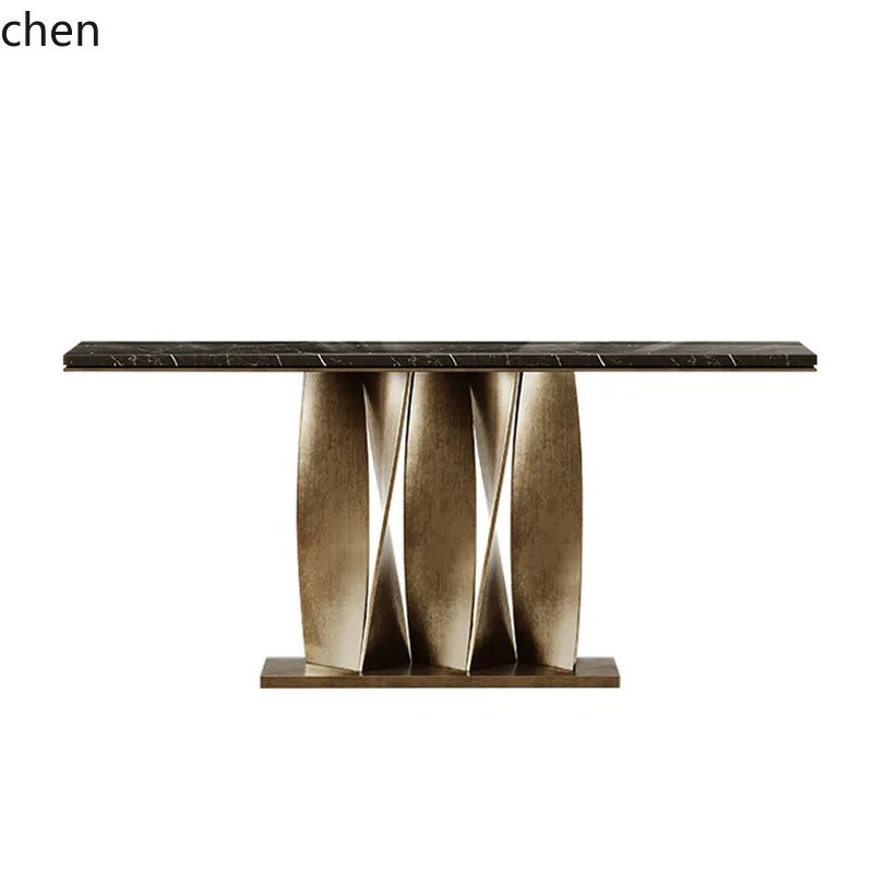 CZ Table for Living Room, Opposite Door, Wall-Mounted End View Table, Creative Simple Stainless Steel Entryway Table for Hallway