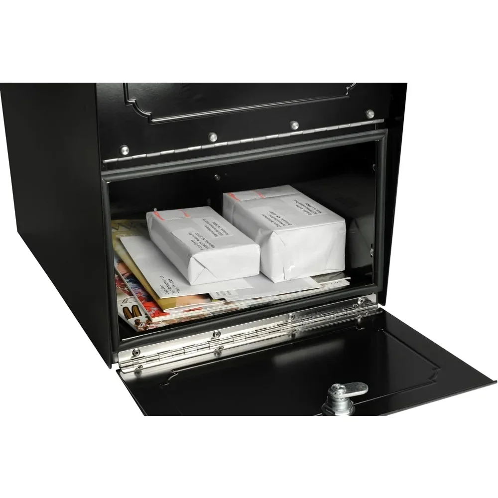 6200B-10 Oasis Classic Locking Post Mount Parcel Mailbox - High Security Reinforced Lock, Black, 18.00 x 15.00 x 11.50 inches