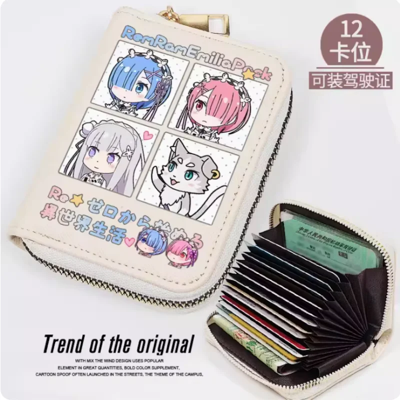 

Re:Life in a different world from zero Rem Ram Zipper Wallet Women Fold Bag Multi Card Coin Pocket Holder Fashion Wallet Gift