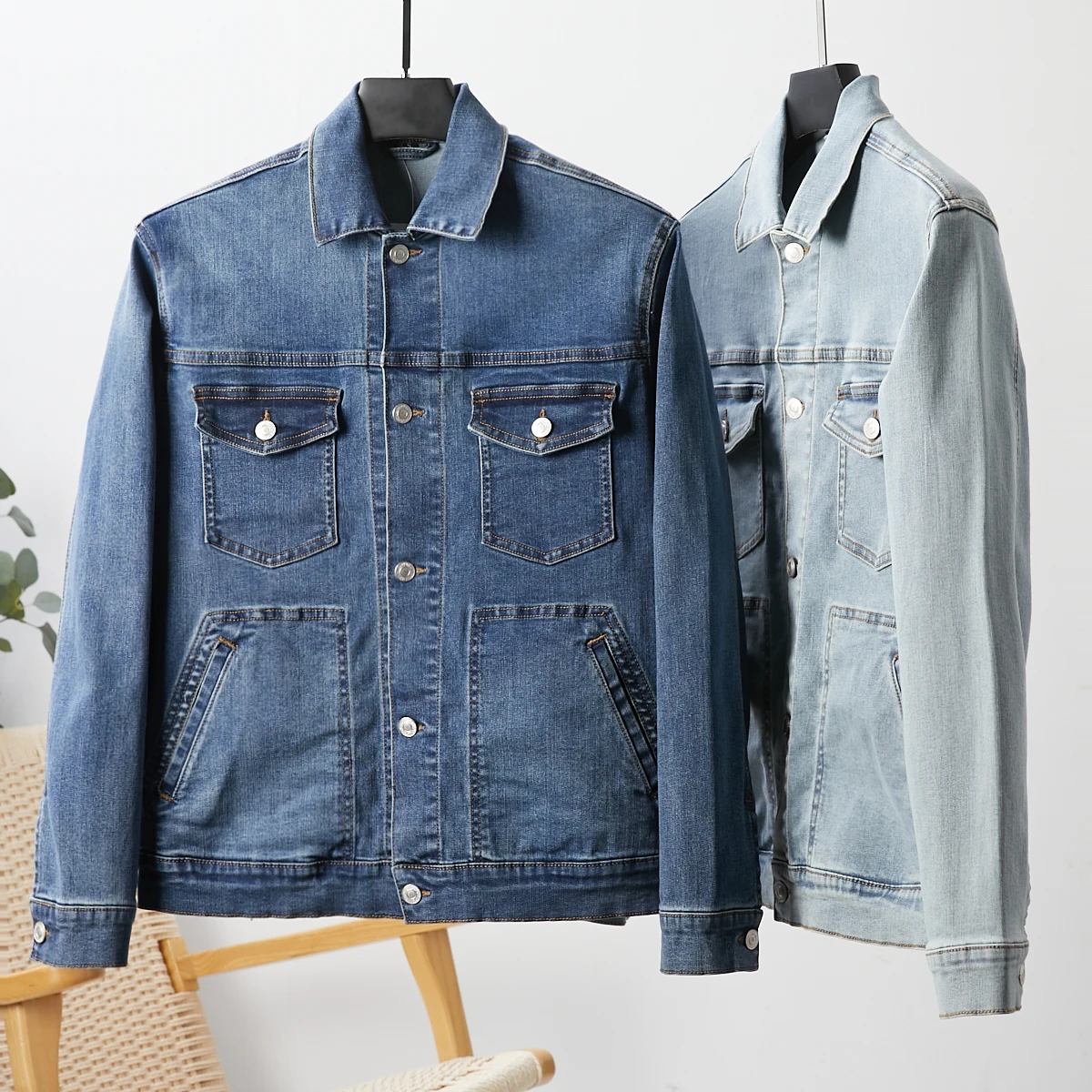 

Мужская джинсовая куртка в стиле ретро с отложным воротником, в рабочем стиле, для осени, многофункциональная, с одним карманом, в стиле кантри