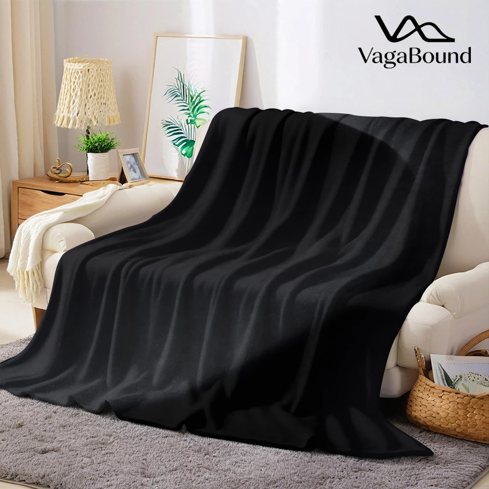 Black Fabric Wave Flannel Blanket Warm Soft Halloween Christmas Couch Warm Cozy Decorative Decor Gift for All Season