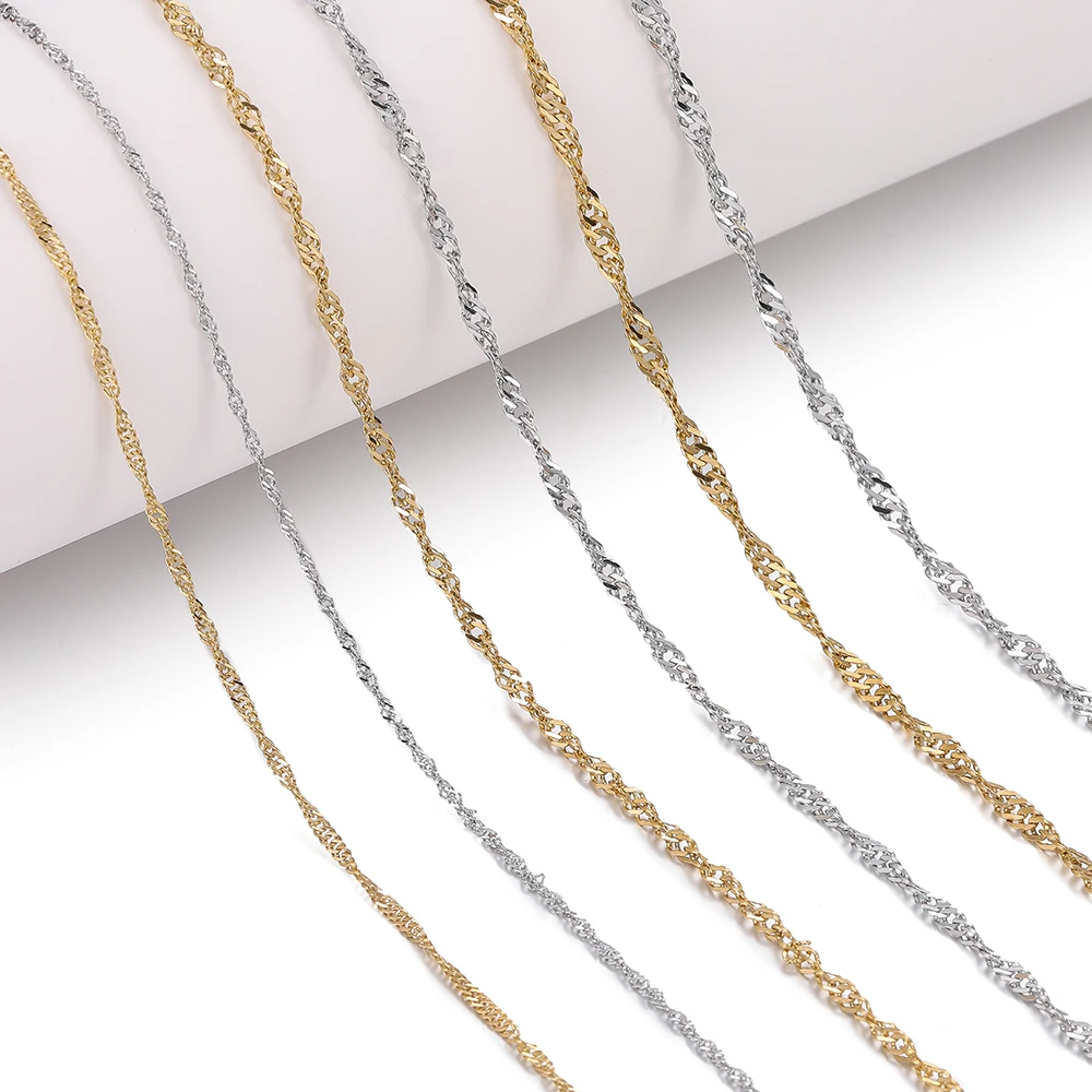 1Meter/Lot 0.3/0.4/0.5mm Stainless Steel Flat Chains for DIY Necklace Making Jewelry Making Findings Bracelet Supplies